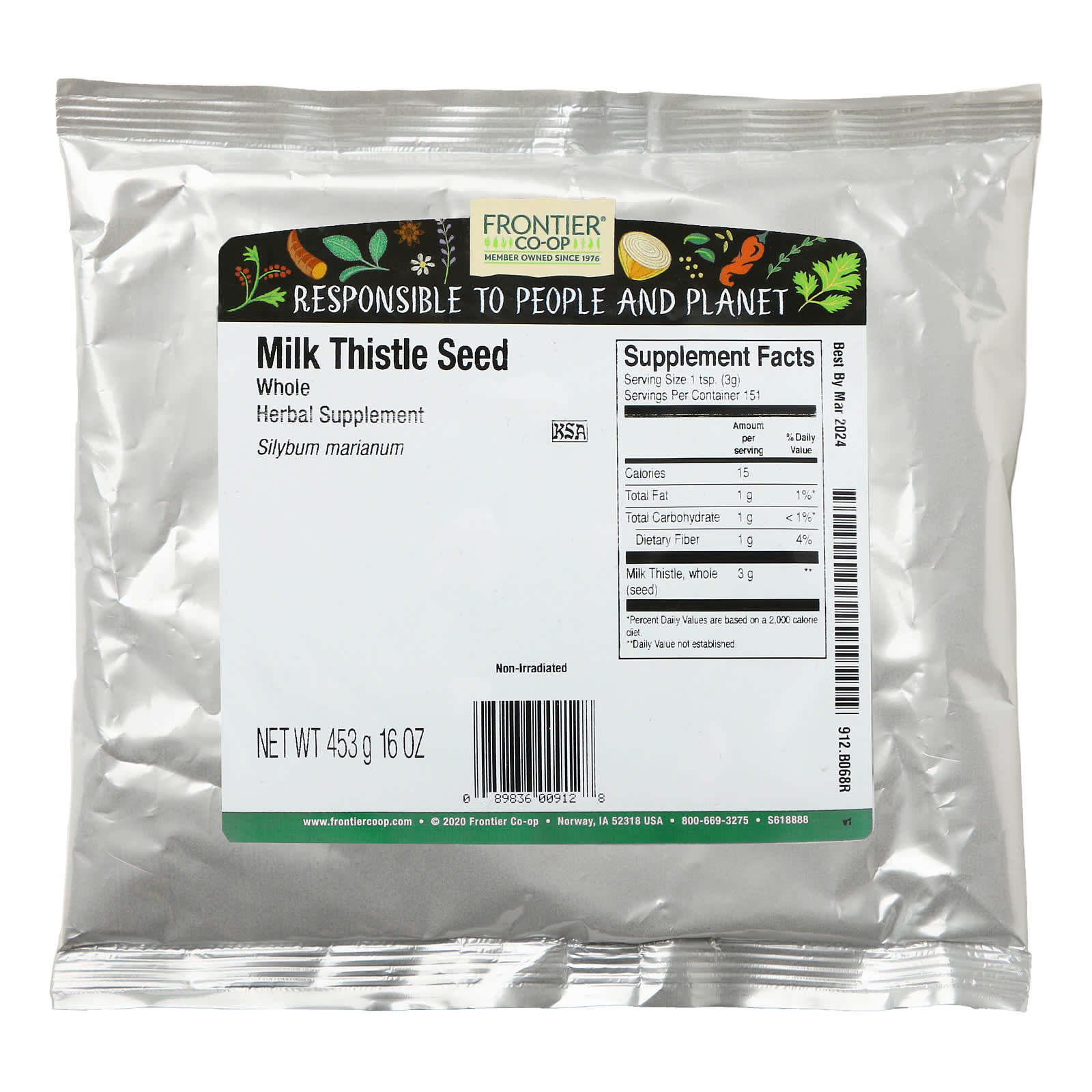 Frontier Co-op Organic Milk Thistle Seed 16 oz for Liver Health & Wellness - Image 2