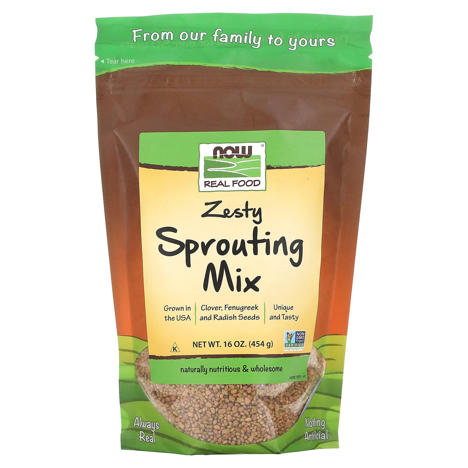 NOW Foods, Real Food, Zesty Sprouting Mix, 16 oz (454 g) - Image 1