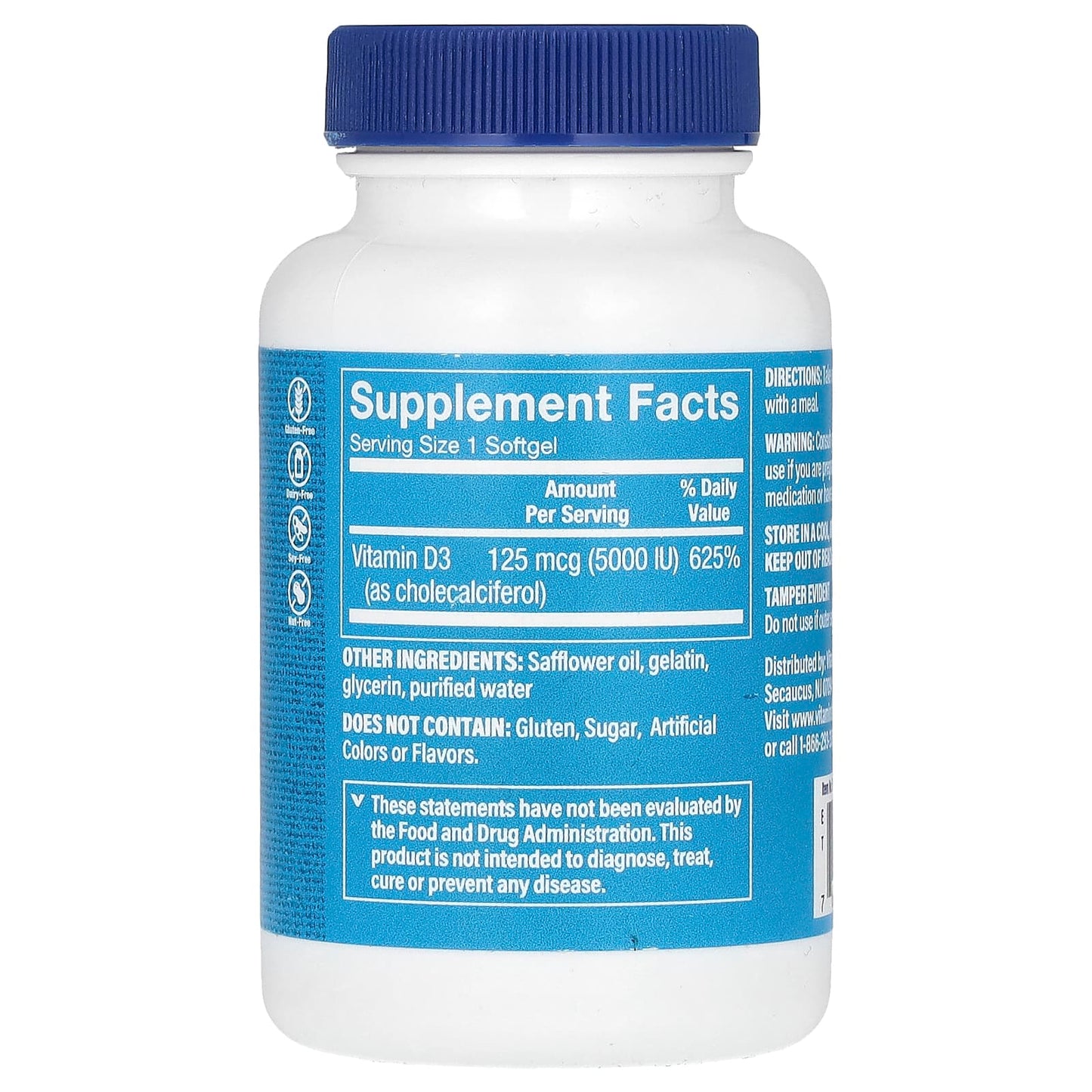 The Vitamin Shoppe, Vitamin D3, 125 mcg (5,000 IU), 200 Softgels - Image 2