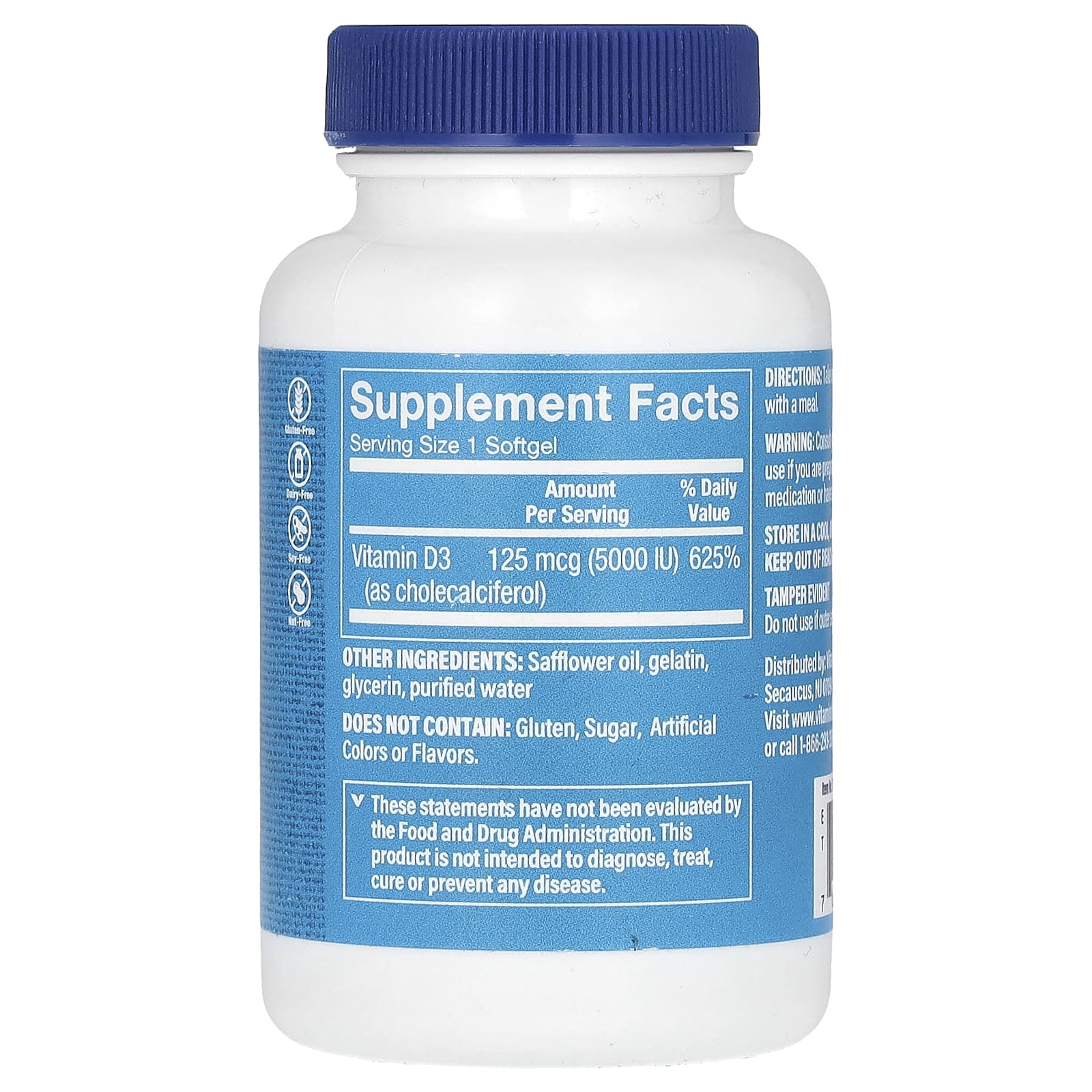 The Vitamin Shoppe, Vitamin D3, 125 mcg (5,000 IU), 200 Softgels - Image 2