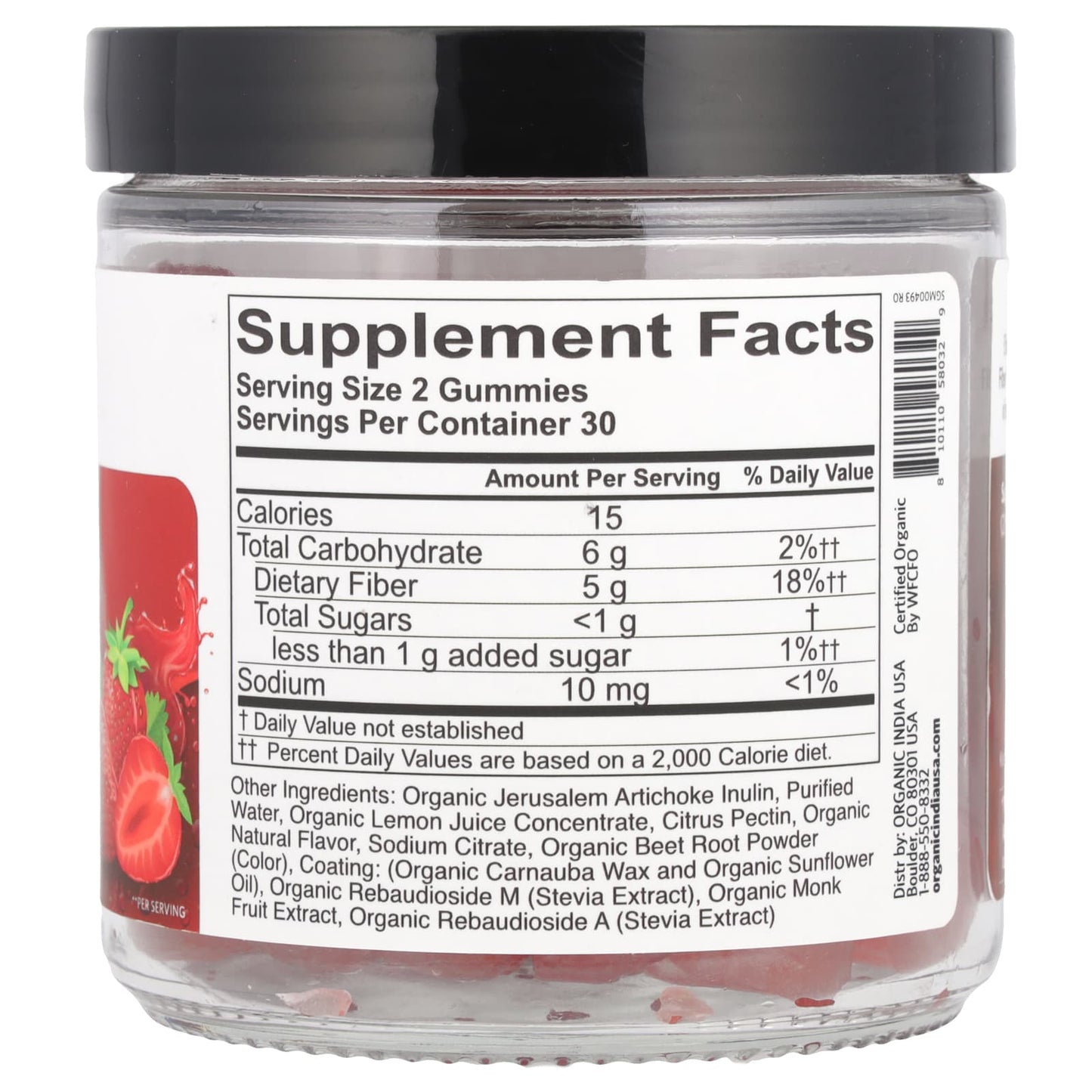 Organic India, Organic Fiber Gummies, Strawberry, 60 Gummies - Image 2