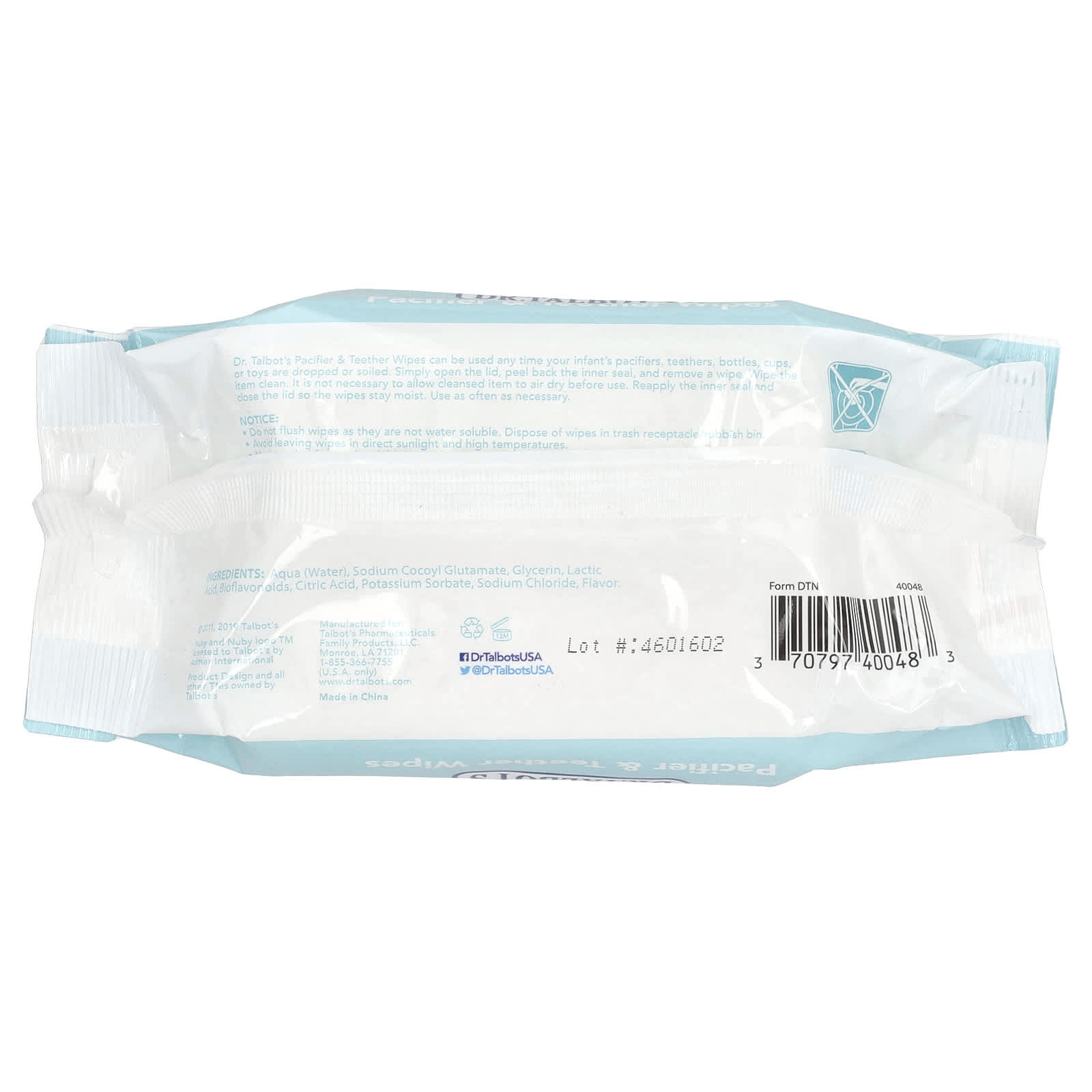 Dr. Talbot's Pacifier & Teether Wipes, Baby-Clean & Hypoallergenic, 48 Wipes - Image 2