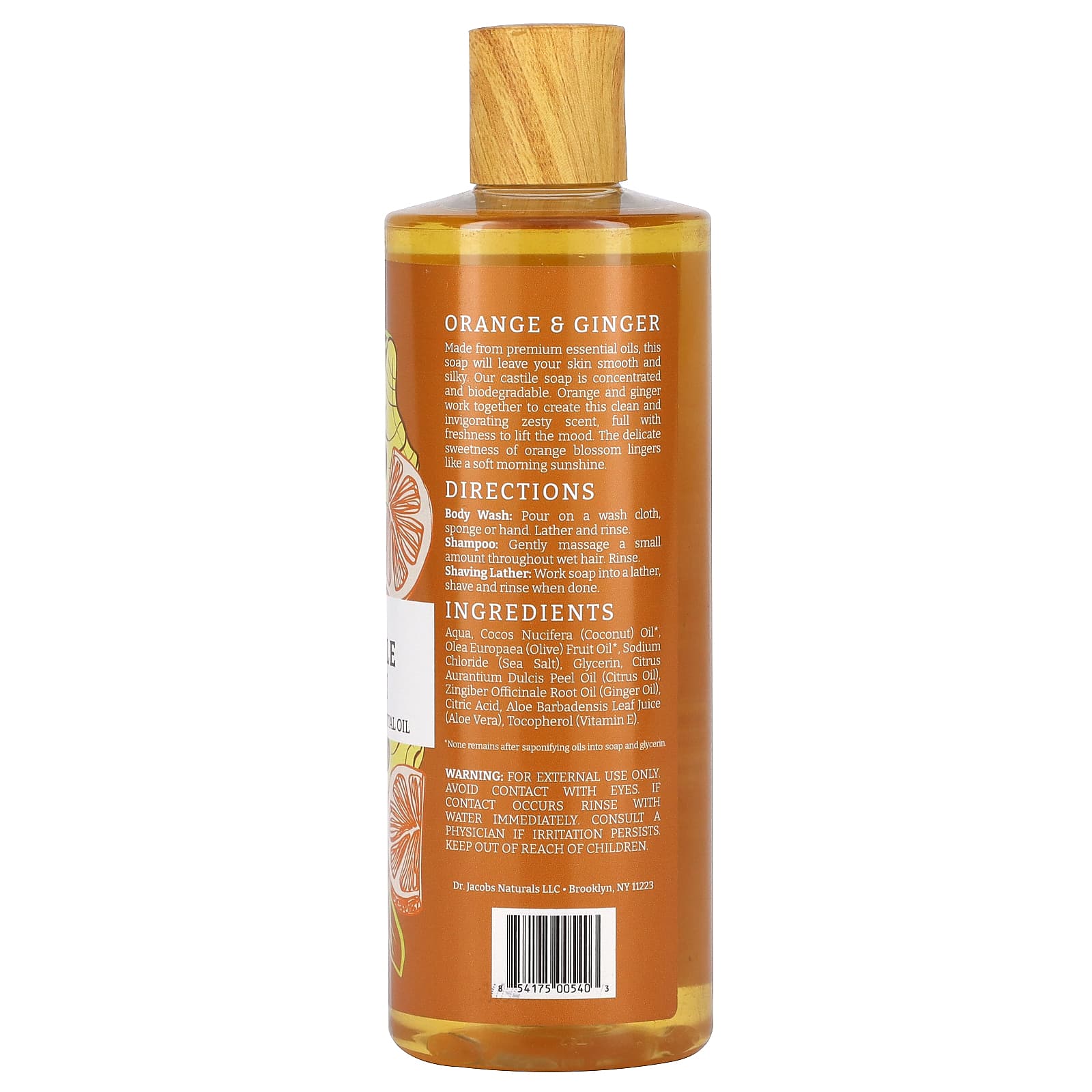 Nourishing Plant-Based Body Wash with Orange & Ginger - 16 oz - Image 2