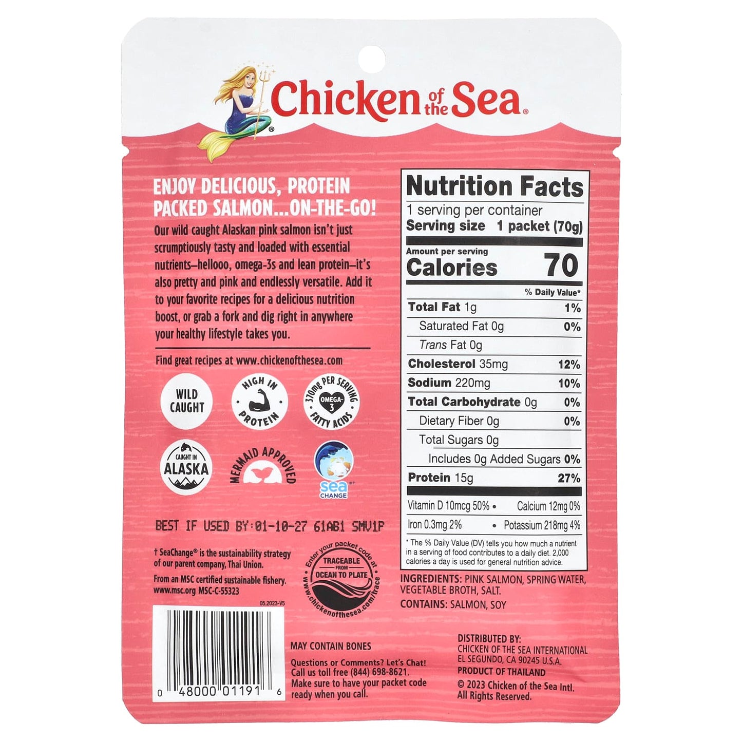 Wild Caught Alaskan Pink Salmon by Chicken of the Sea - 2.5 oz (70 g) - Image 2