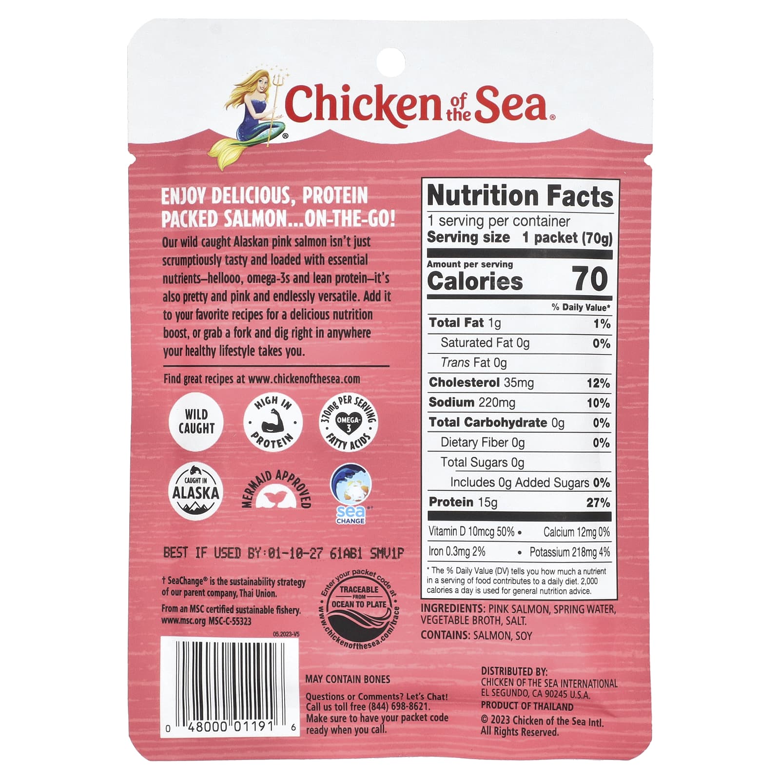 Wild Caught Alaskan Pink Salmon by Chicken of the Sea - 2.5 oz (70 g) - Image 2