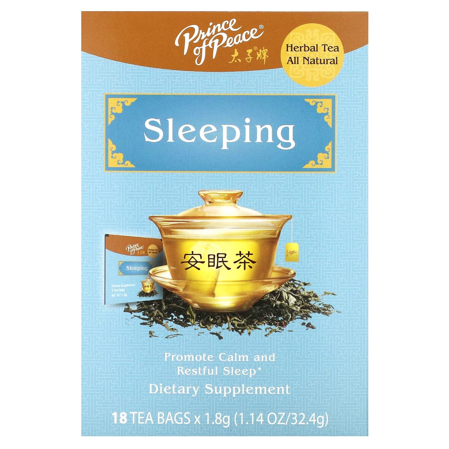 Prince of Peace, Herbal Tea, Sleeping, 18 Tea Bags, 1.14 oz (32.4 g) - Image 1