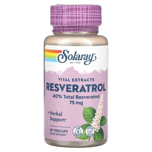 Solaray, Vital Extracts, Resveratrol, 75 mg, 60 VegCaps - Image 1