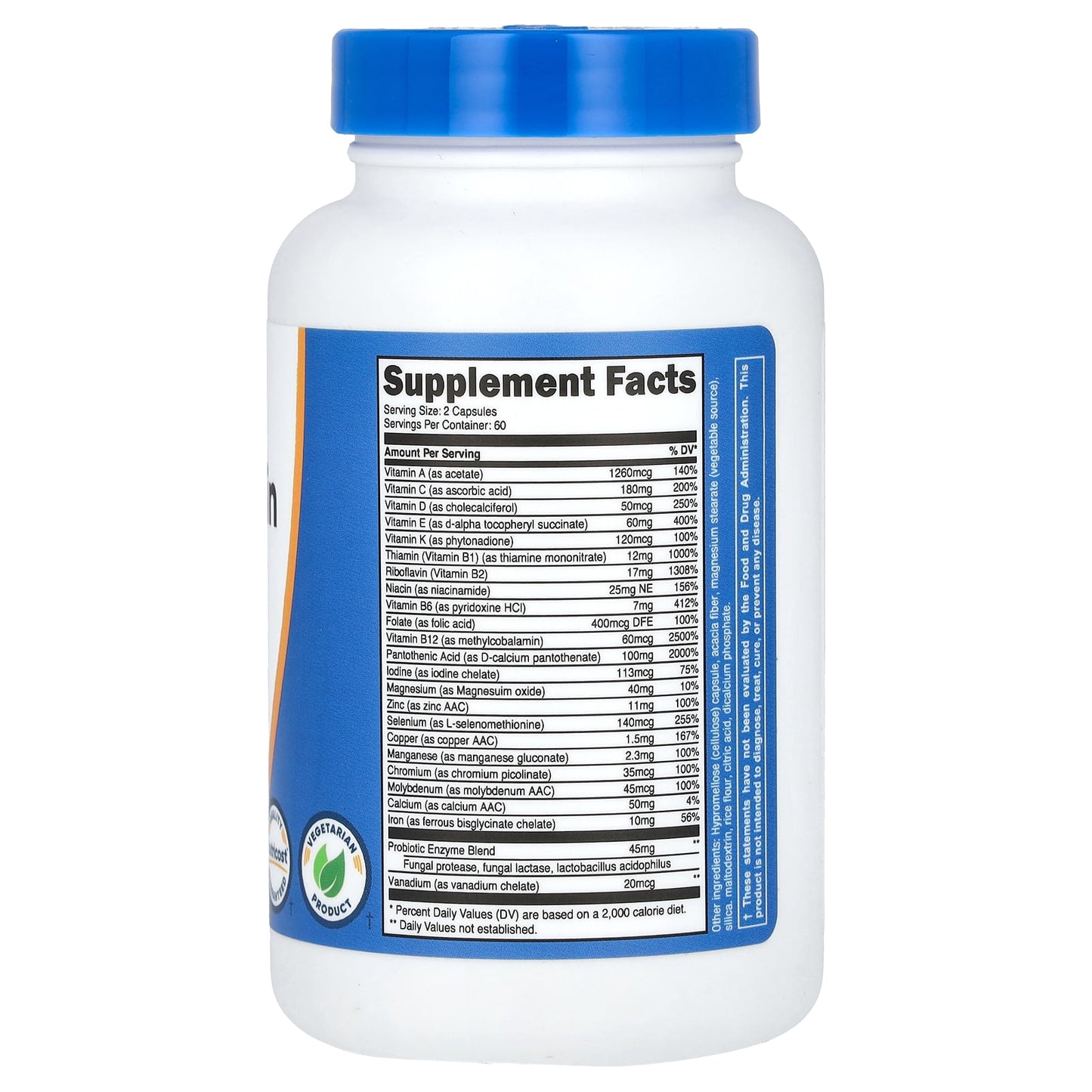 Nutricost, Multivitamin, Probiotics + 22 Vitamins & Minerals , 120 Capsules - Image 2
