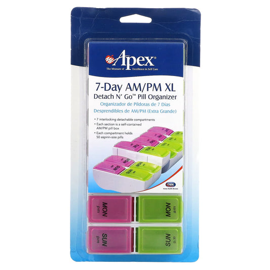 Apex 7-Day AM/PM Detachable Pill Organizer for Medication Schedule - Image 1