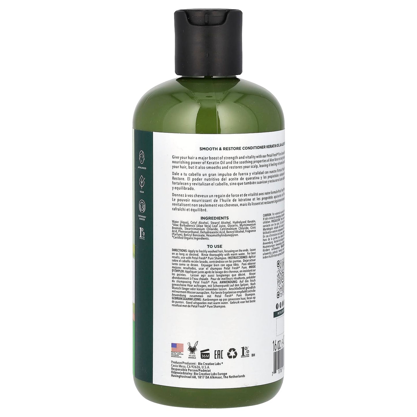 Petal Fresh, Pure, Smooth & Restore Conditioner, Keratin Oil & Aloe Vera, 16 fl oz (475 ml) - Image 2