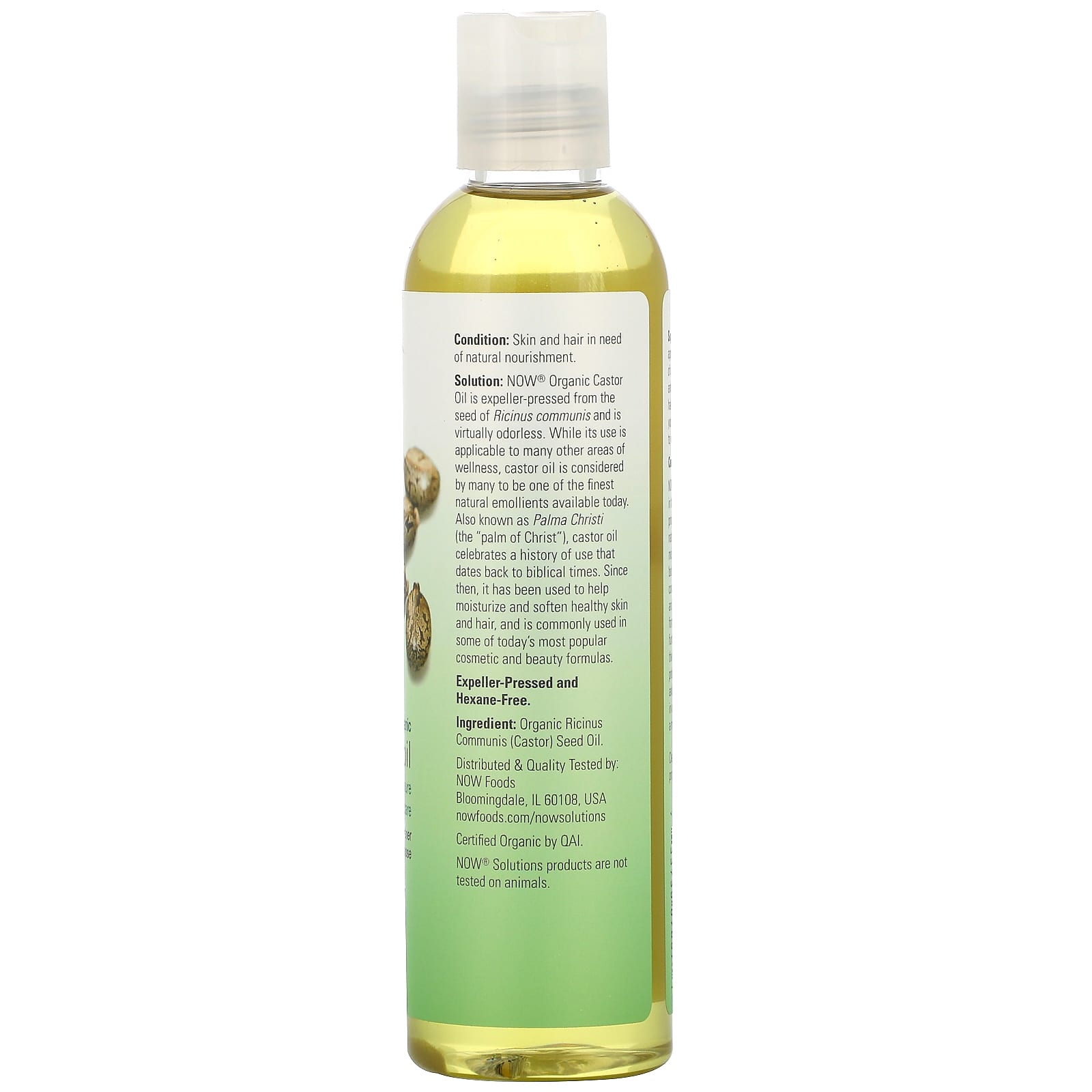 NOW Foods, Solutions, Certified Organic Castor Oil, 8 fl oz (237 ml) - Image 2