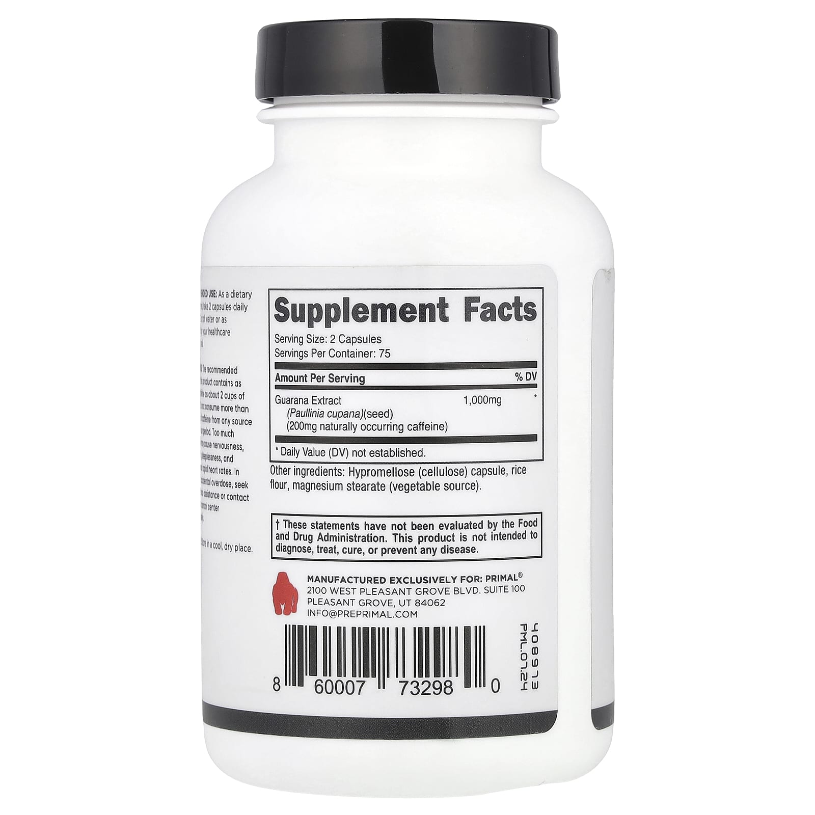 PrePrimal, Guarana, 150 Capsules (500 mg per Capsule) - Image 2