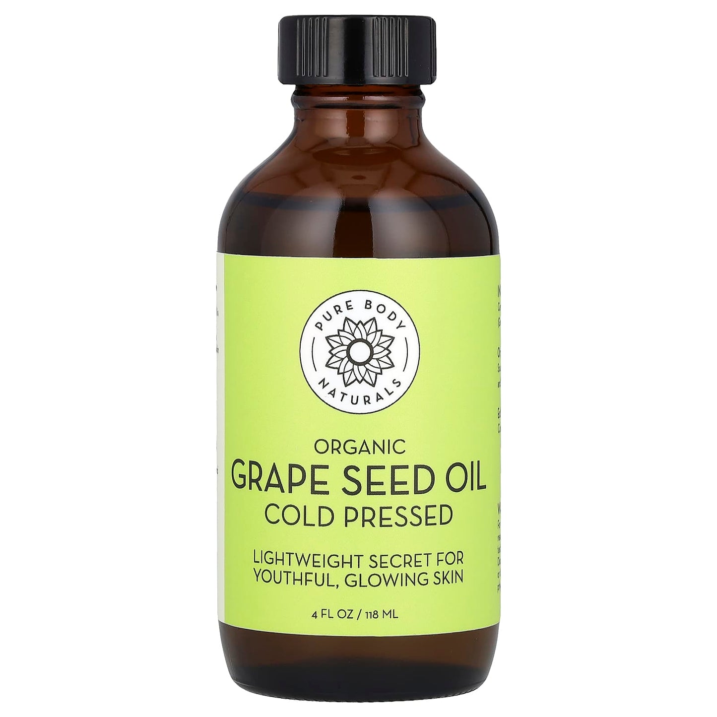 Pure Body Naturals, Organic Grape Seed Oil, 4 fl oz (118 ml) - Image 1