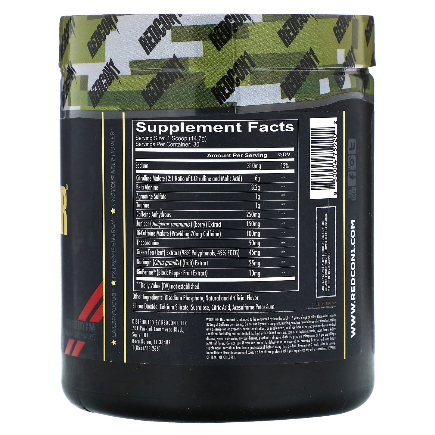 Redcon1, Total War, Preworkout, Strawberry Kiwi, 15.56 oz (441 g) - Image 2