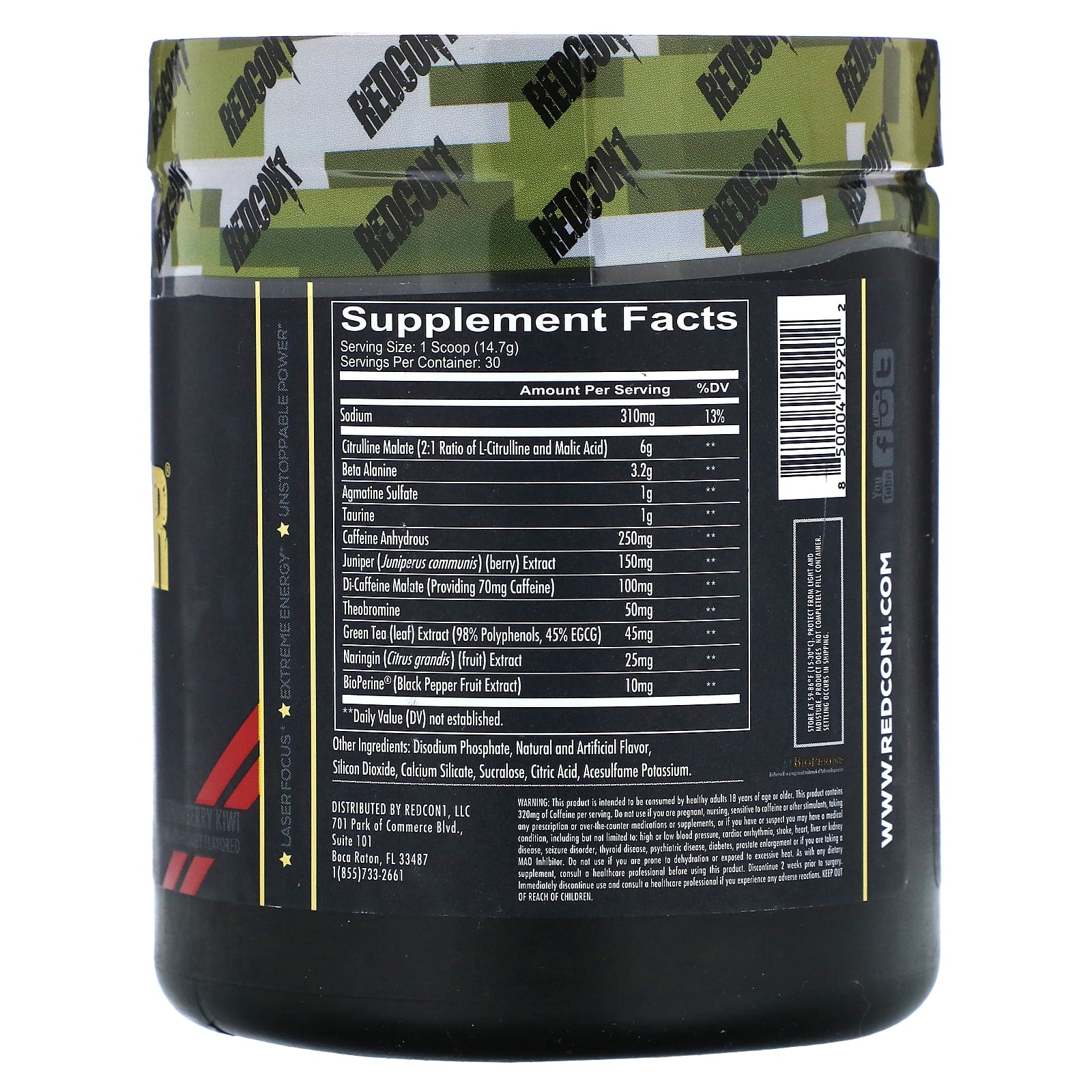 Redcon1, Total War, Preworkout, Strawberry Kiwi, 15.56 oz (441 g) - Image 2