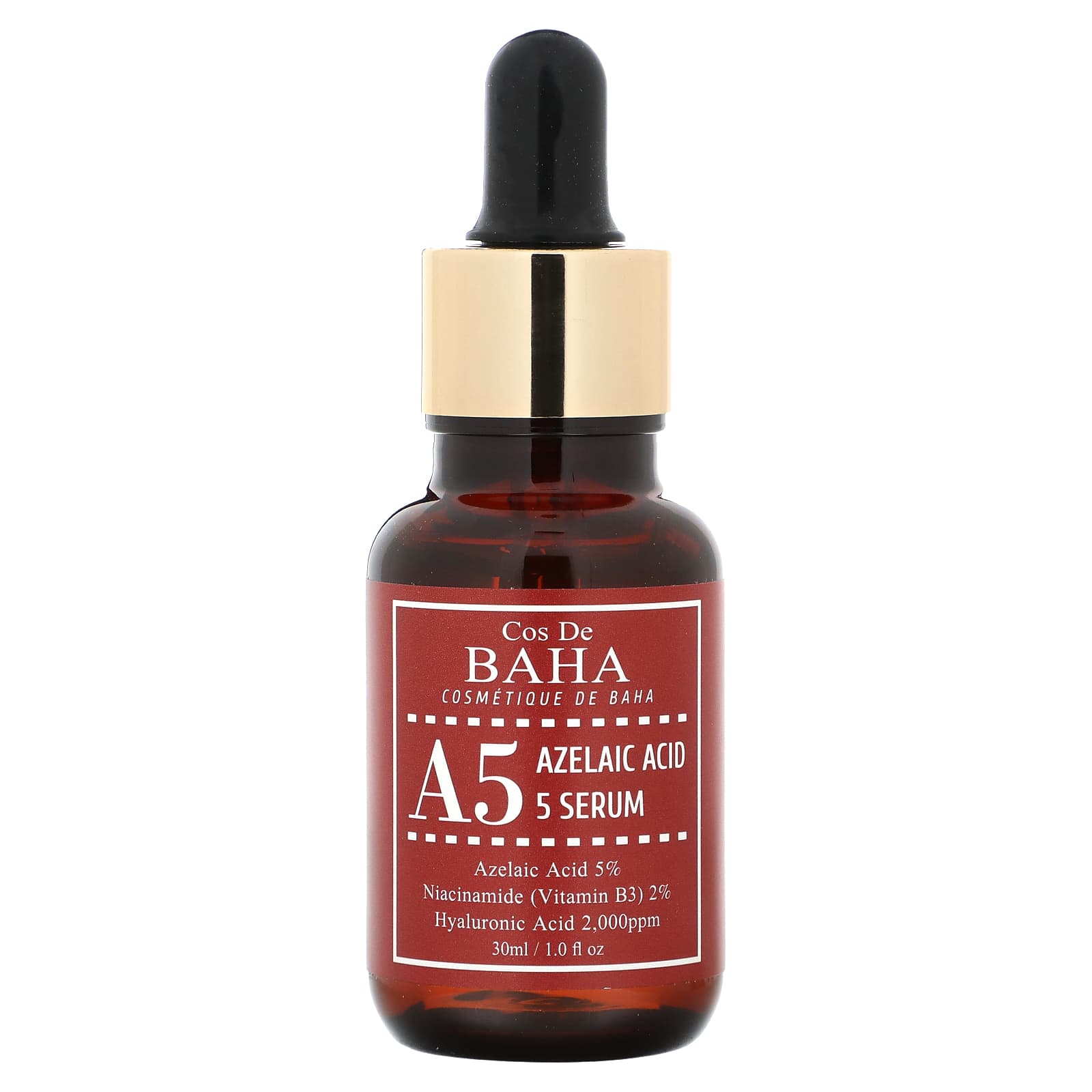 Cos De BAHA Azelaic Acid 5 Serum for Acne, Niacinamide & Hyaluronic Acid, 1 fl oz (30 ml) - Image 1