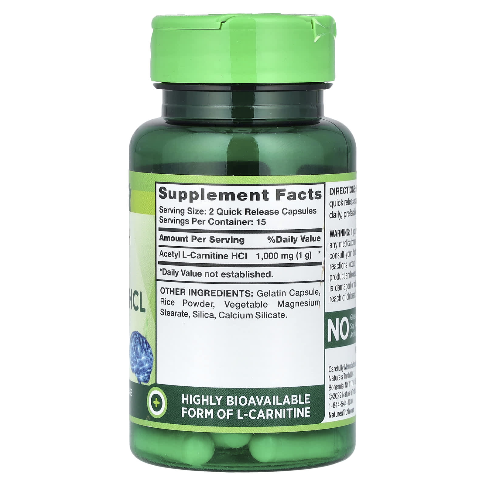 Nature's Truth, Acetyl L-Carnitine HCL, Super Strength, 30 Quick Release Capsules (500 mg per Capsule) - Image 2