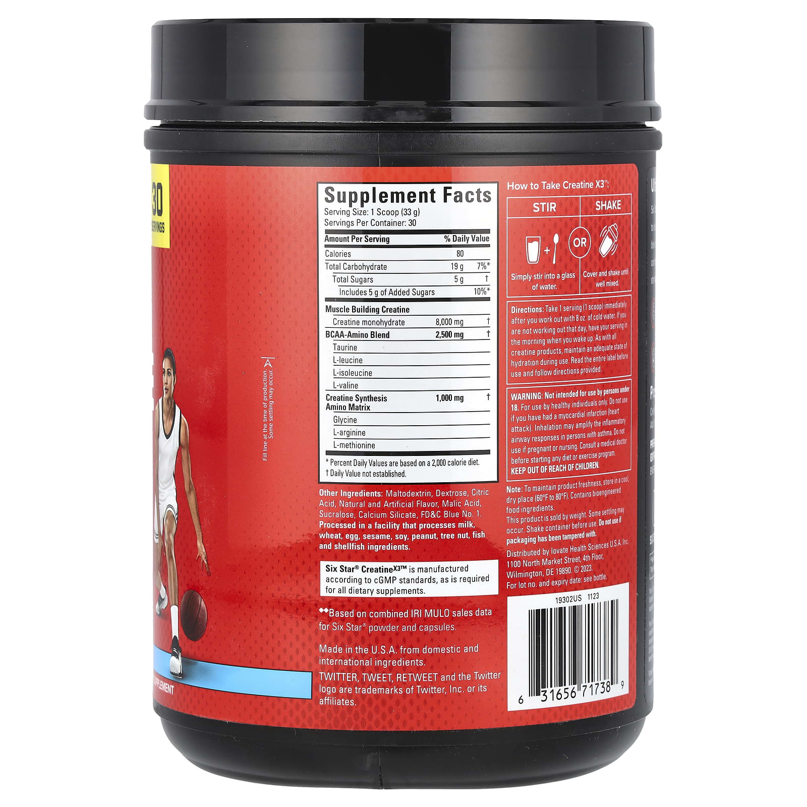 SIXSTAR, Creatine X3, Icy Snow Cone, 2.2 lbs (1 kg) - Image 2