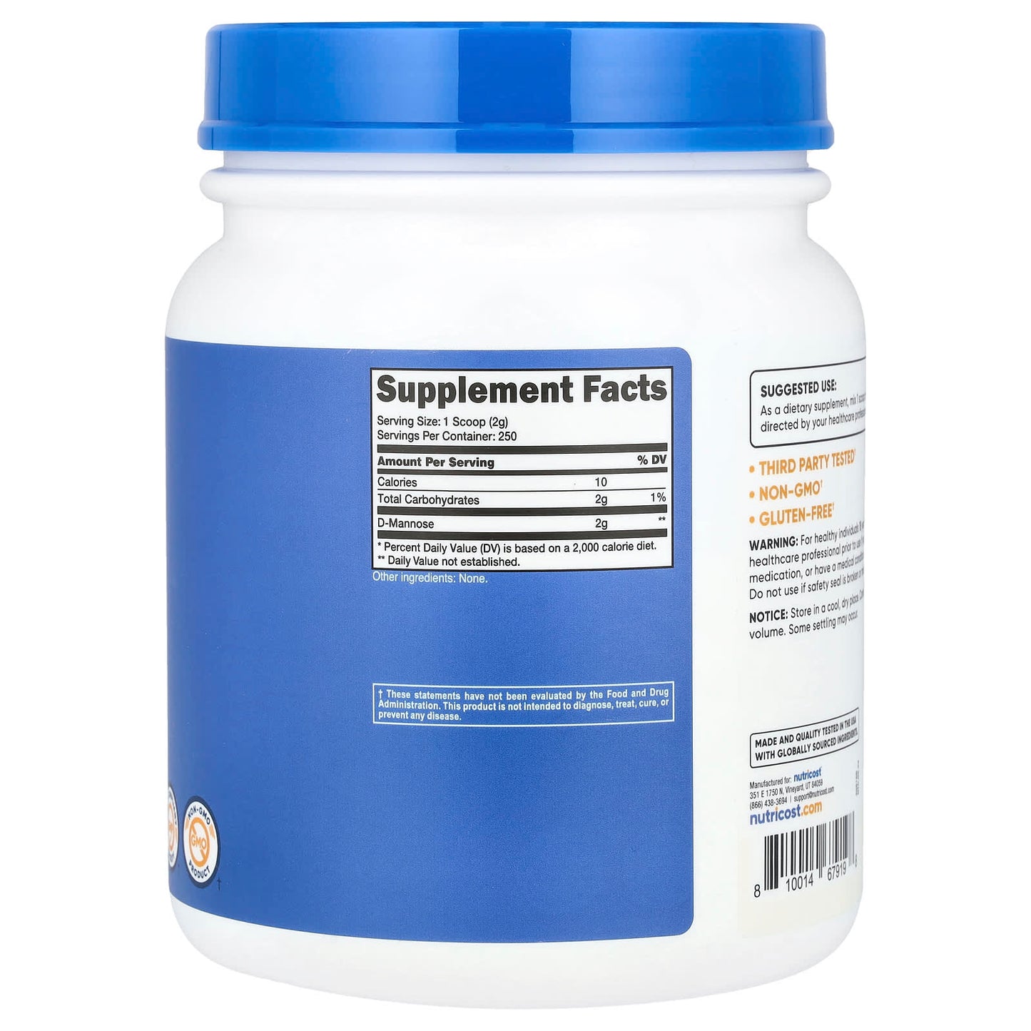 Nutricost, D-Mannose, Unflavored, 17.9 oz (500 g) - Image 2