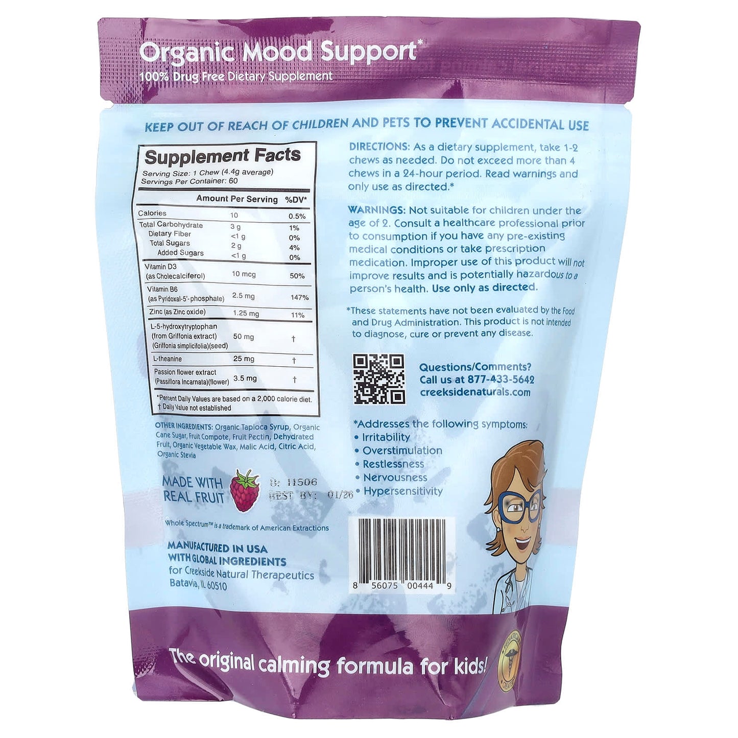 Raspberry Children's Anxiety Relief Chews by Creekside Naturals - Image 2