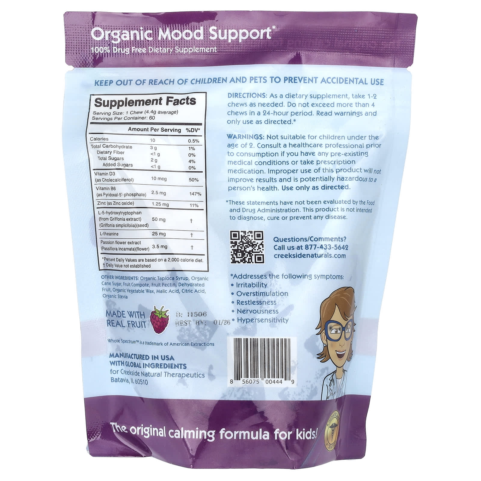 Raspberry Children's Anxiety Relief Chews by Creekside Naturals - Image 2