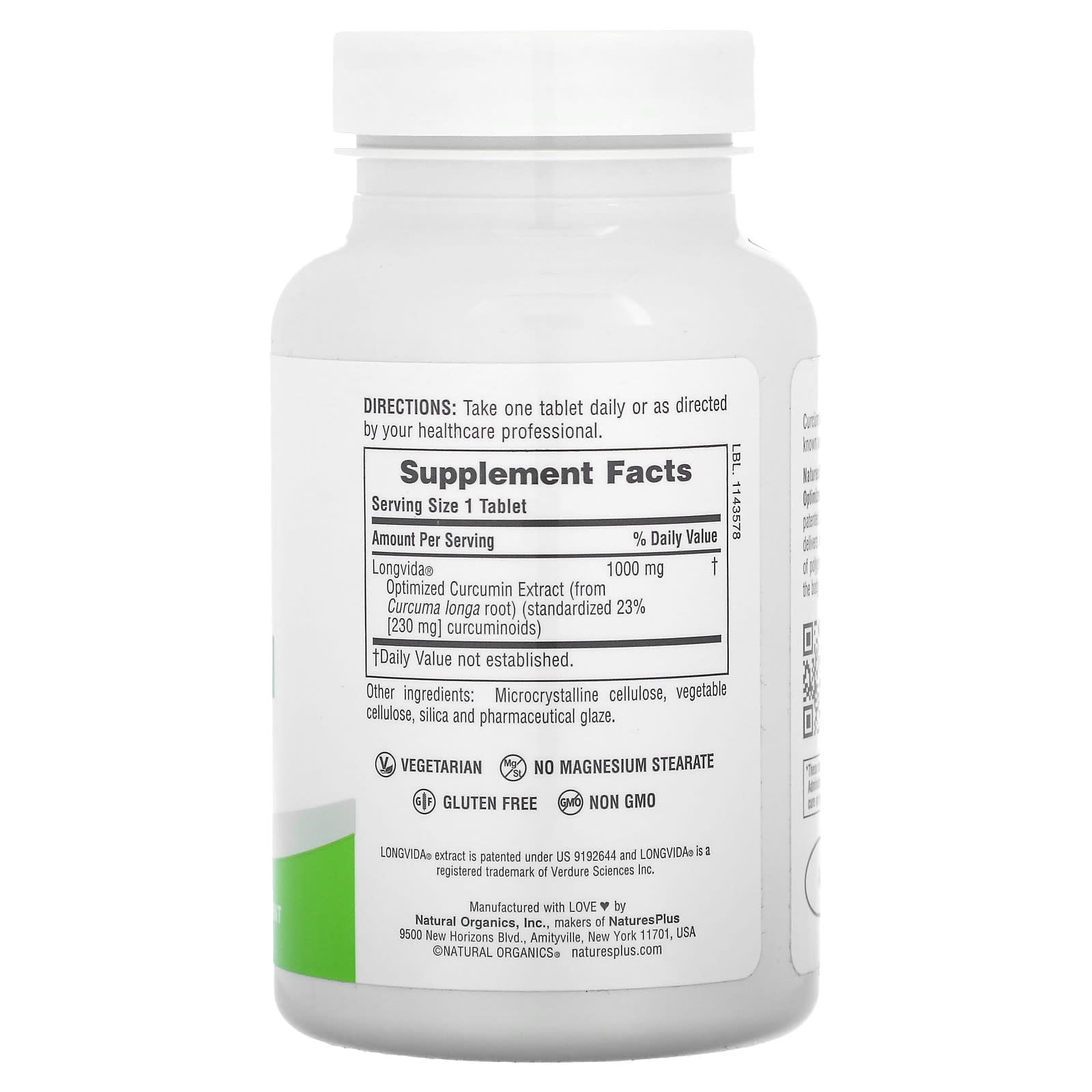 NaturesPlus, Pro Longvida Curcumin 1000, 1,000 mg, 60 Tablets - Image 2