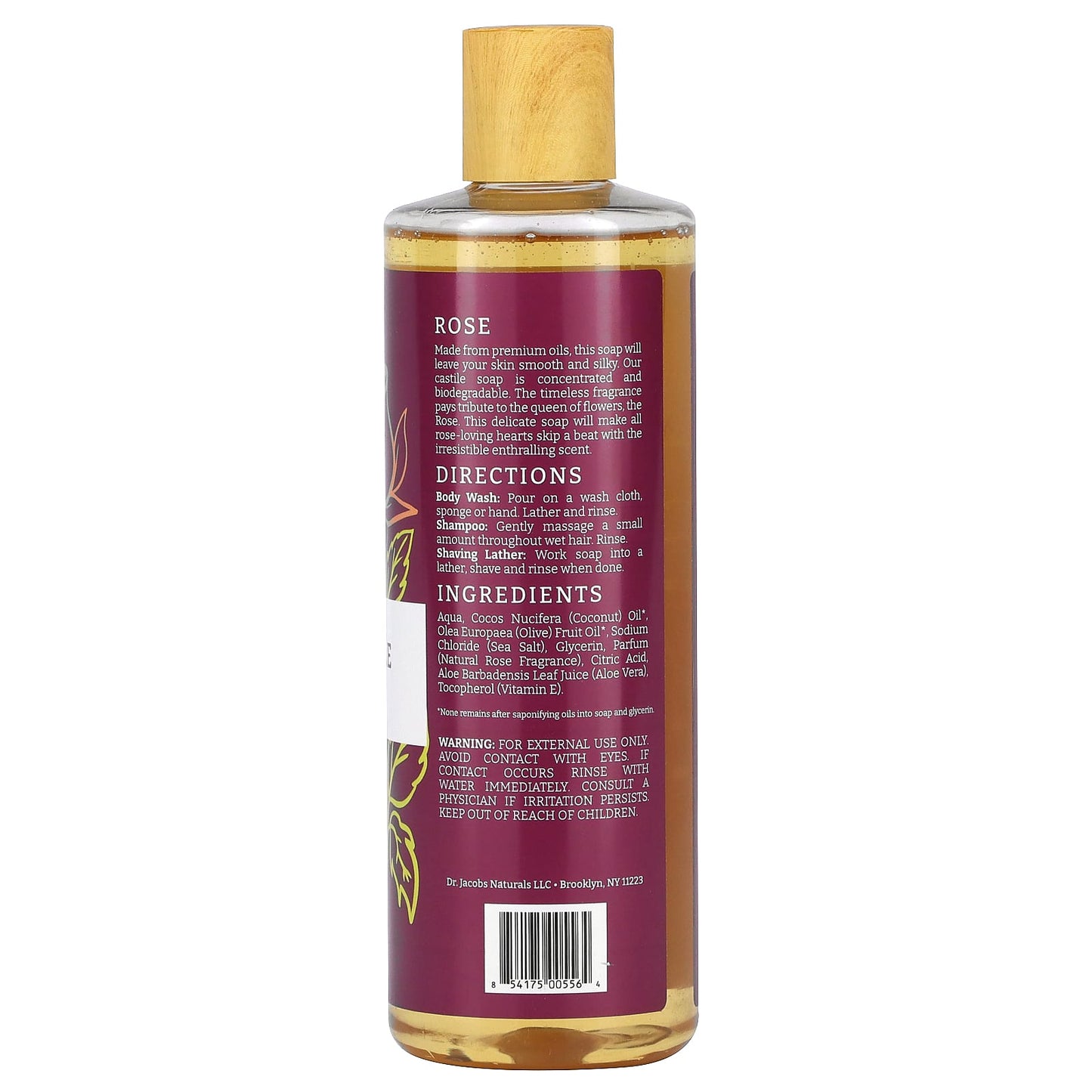 Rose Petal Bliss: Natural Plant-Based Body Wash by Dr. Jacobs Naturals - Image 2