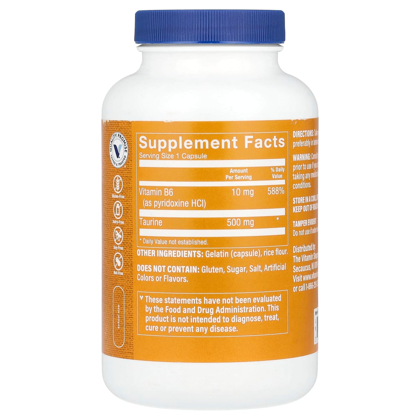 The Vitamin Shoppe, Taurine, 500 mg, 300 Capsules