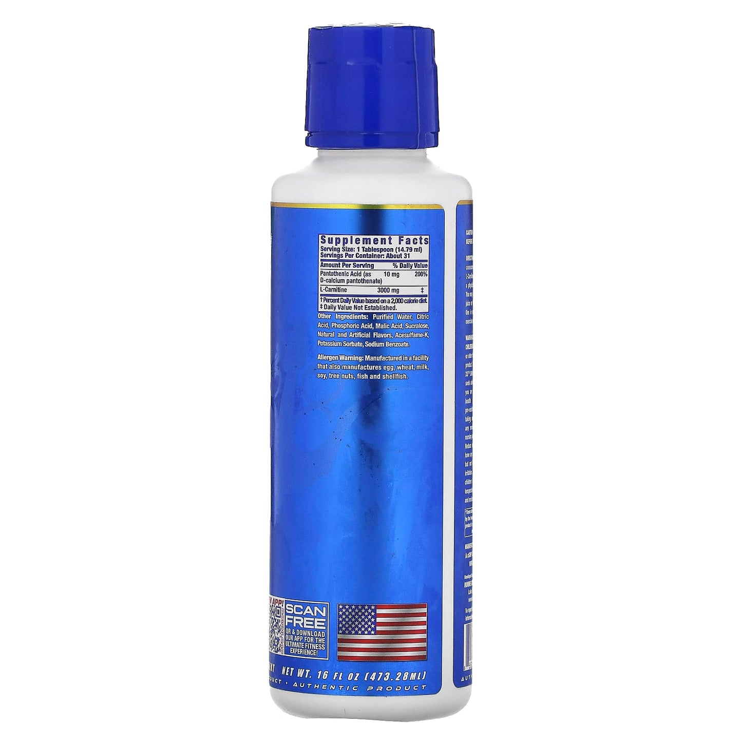 Ronnie Coleman, Vital Edition, L-Carnitine XS 3000, Blue Razz, 16 fl oz (473.28 ml) - Image 2