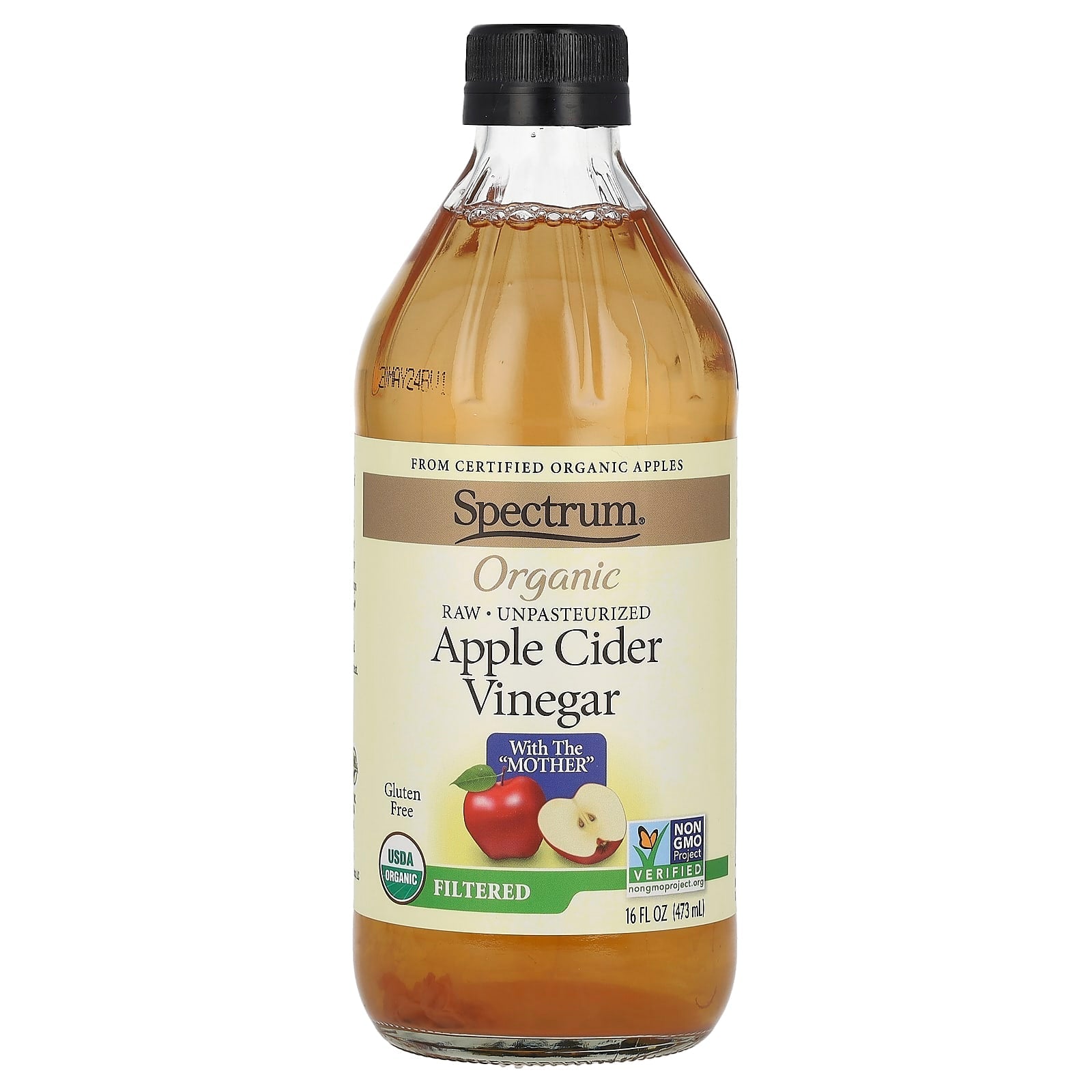 Spectrum Culinary, Organic Apple Cider Vinegar, Filtered, 16 fl oz (473 ml) - Image 1