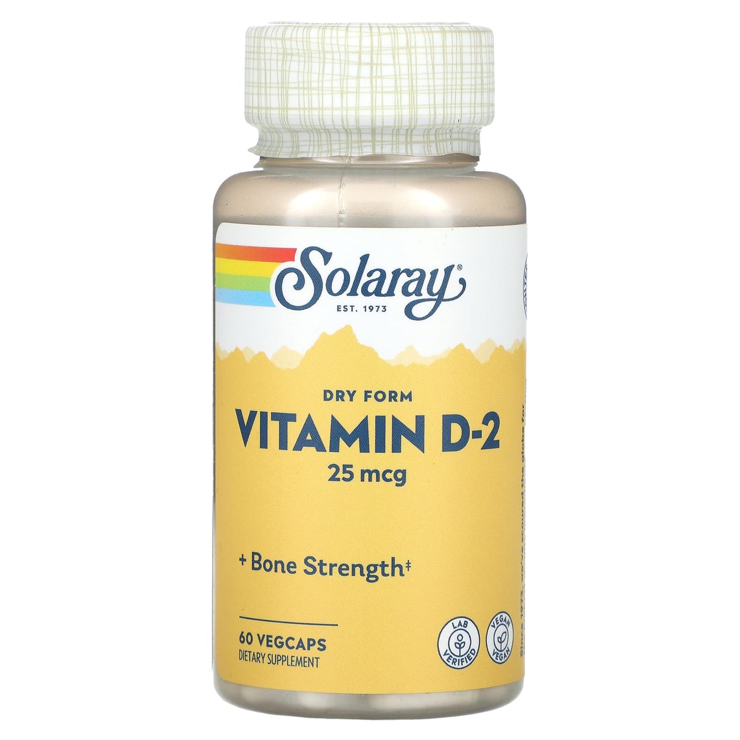 Solaray, Dry Form Vitamin D-2, 25 mcg, 60 VegCaps - Image 1