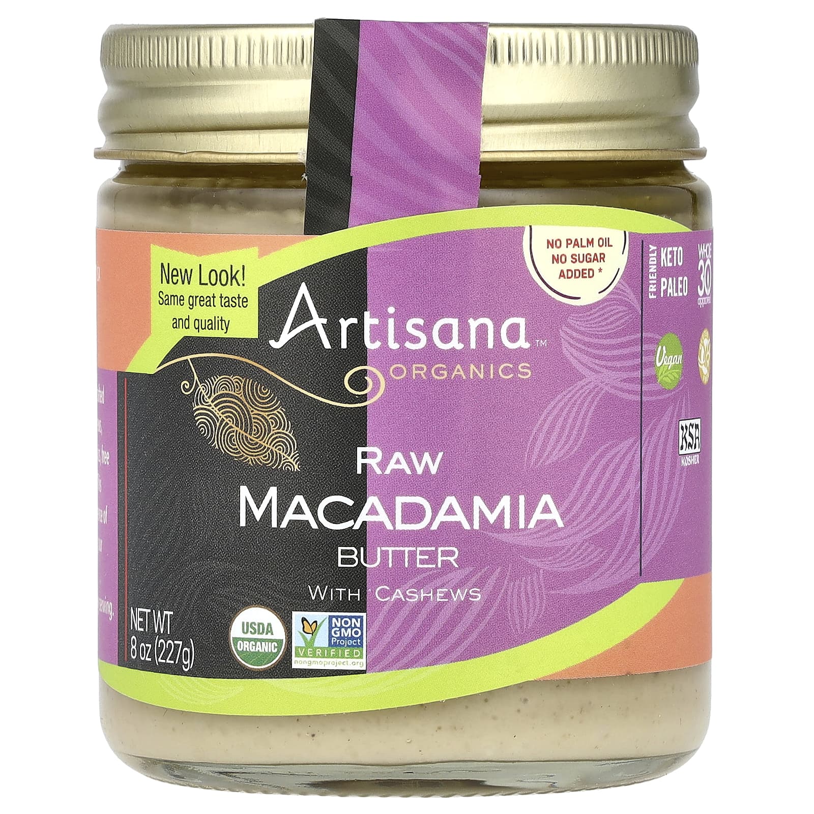 Organic Raw Macadamia Cashew Butter 8 oz (227g) - Artisana - Image 1