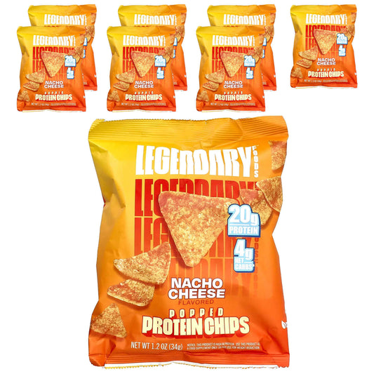 Legendary Foods, Popped Protein Chips, Nacho Cheese, 7 Bags, 1.2 oz (34 g) Each - Image 1