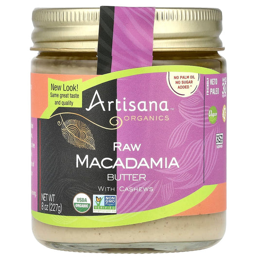 Organic Raw Macadamia Cashew Butter 8 oz (227g) - Artisana - Image 1