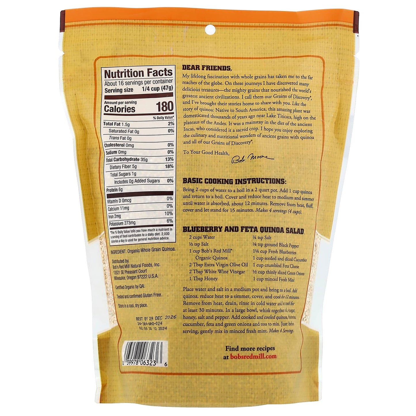 Organic Whole Grain Quinoa, Gluten Free, 26 oz - Bob's Red Mill - Image 2