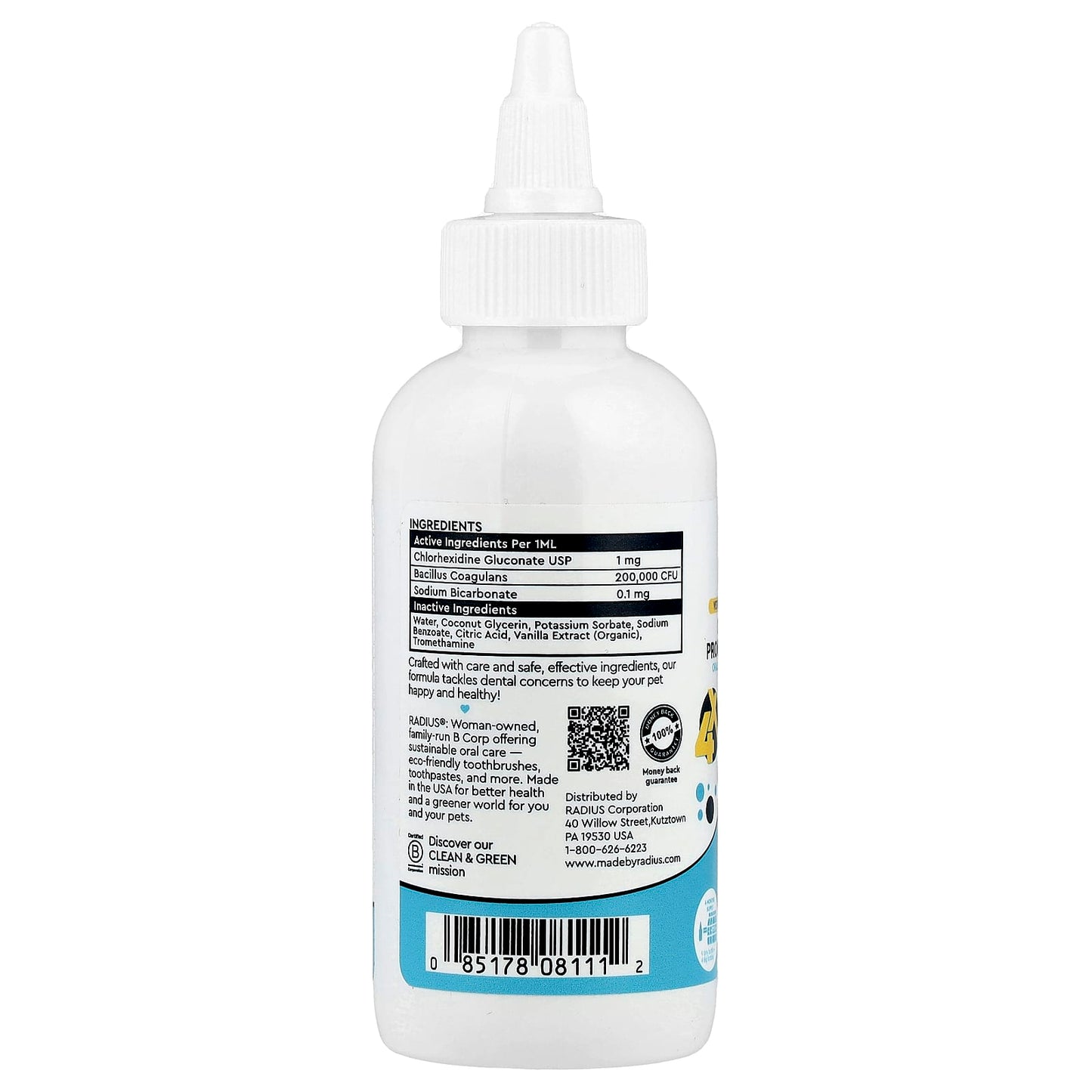 RADIUS, Pets Too™, OralPro + Pet Probiotic Enzymatic, Oral & Gut Health Water Additive, Calming Vanilla, 4 oz (118 ml) - Image 2