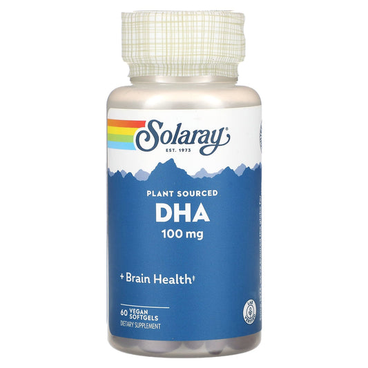 Solaray, DHA, Plant Sourced, 100 mg, 60 Vegan Softgels - Image 1