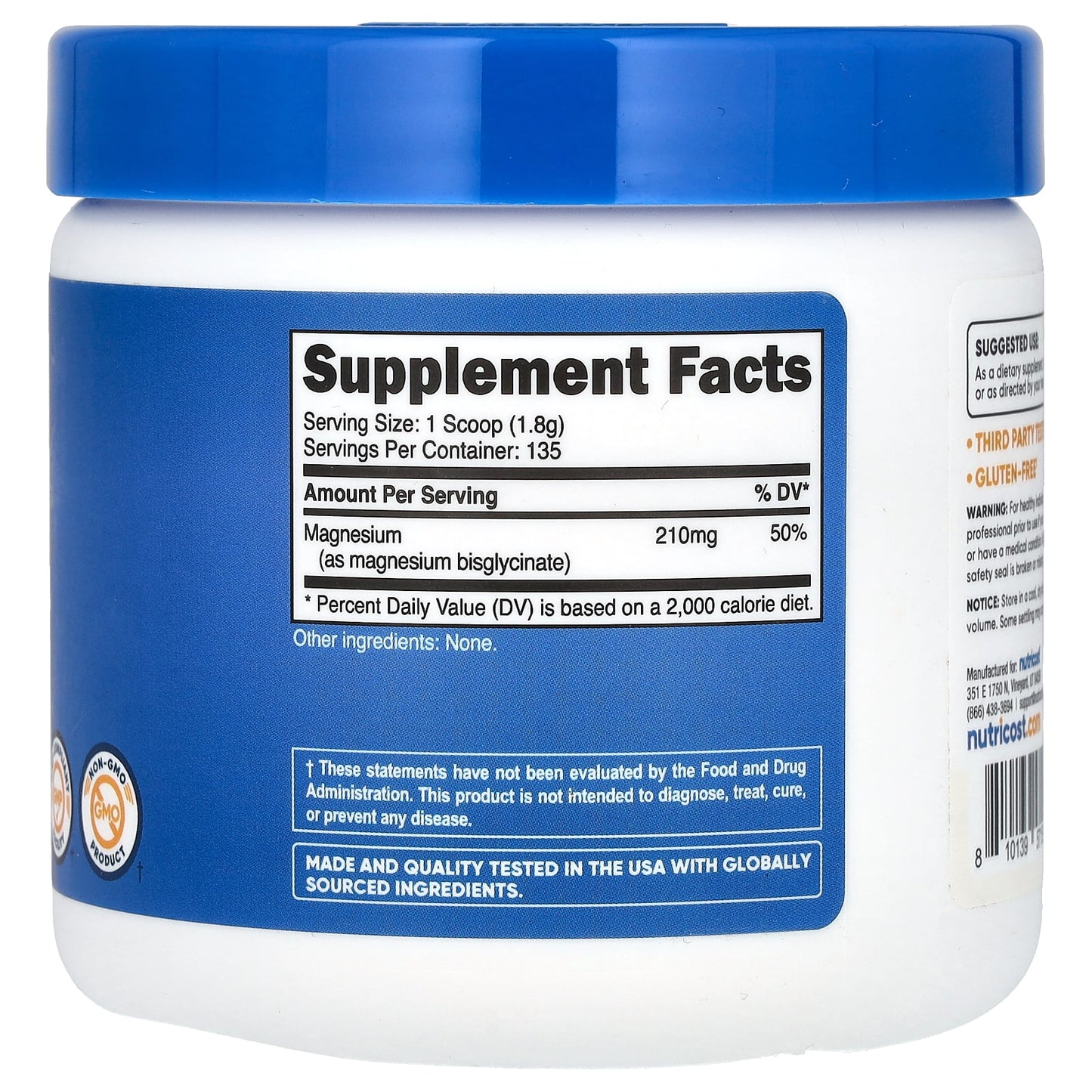 Nutricost, Magnesium Glycinate, Unflavored , 8.9 oz (250 g) - Image 2
