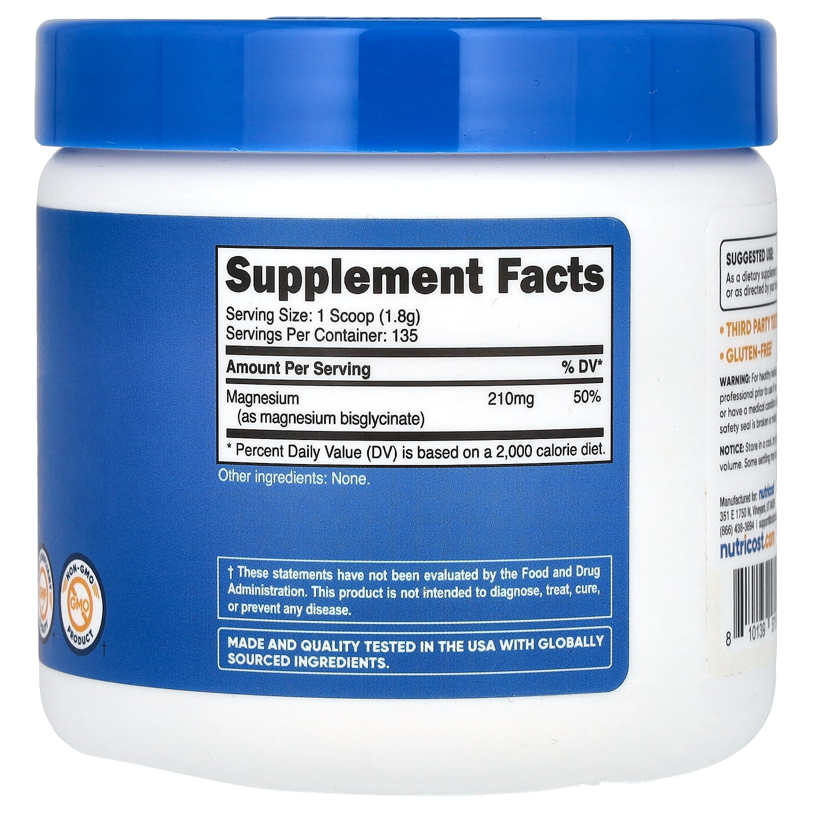 Nutricost, Magnesium Glycinate, Unflavored , 8.9 oz (250 g) - Image 2