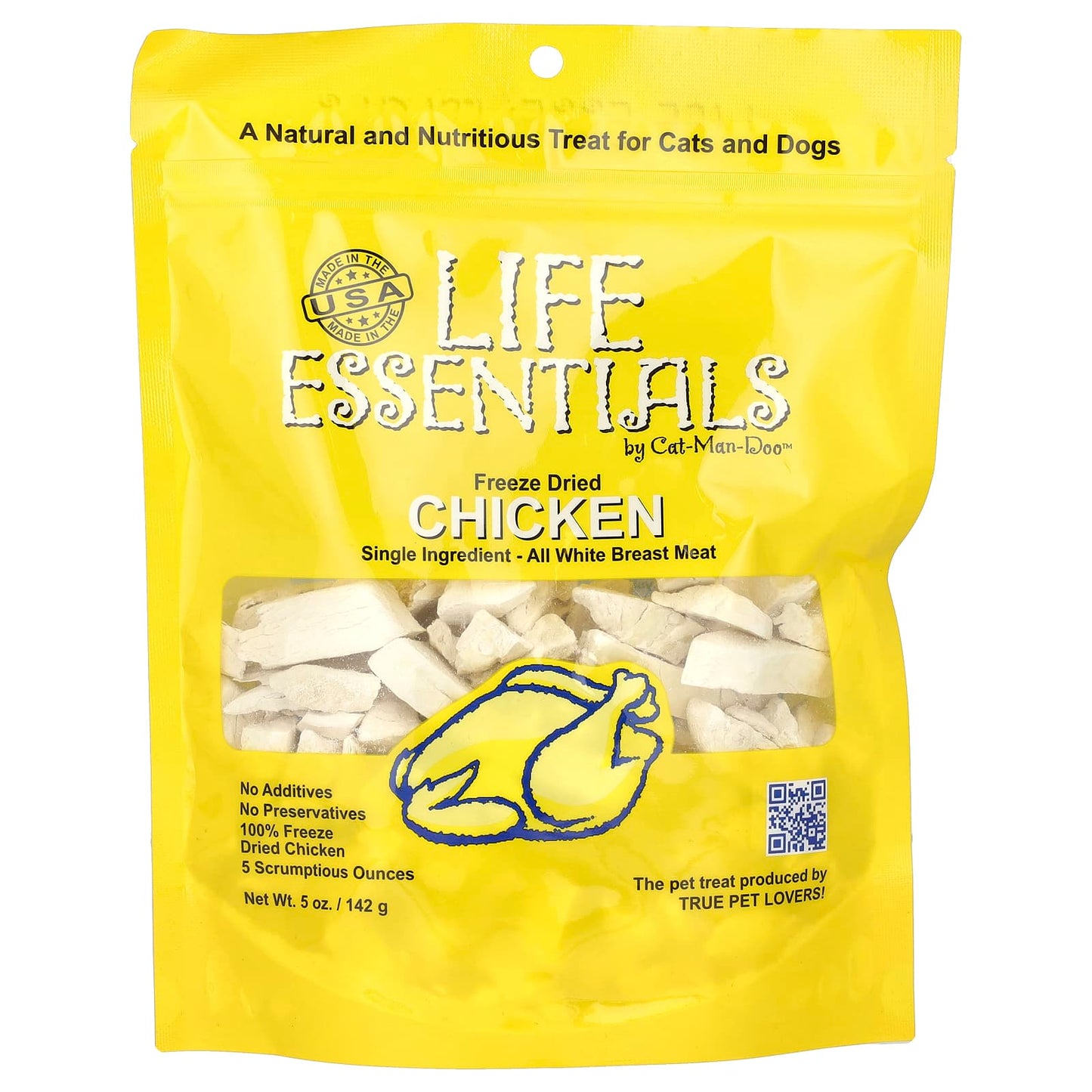 Cat-Man-Doo Freeze Dried Chicken Treats for Cats & Dogs - 5 oz (142g) - Image 1