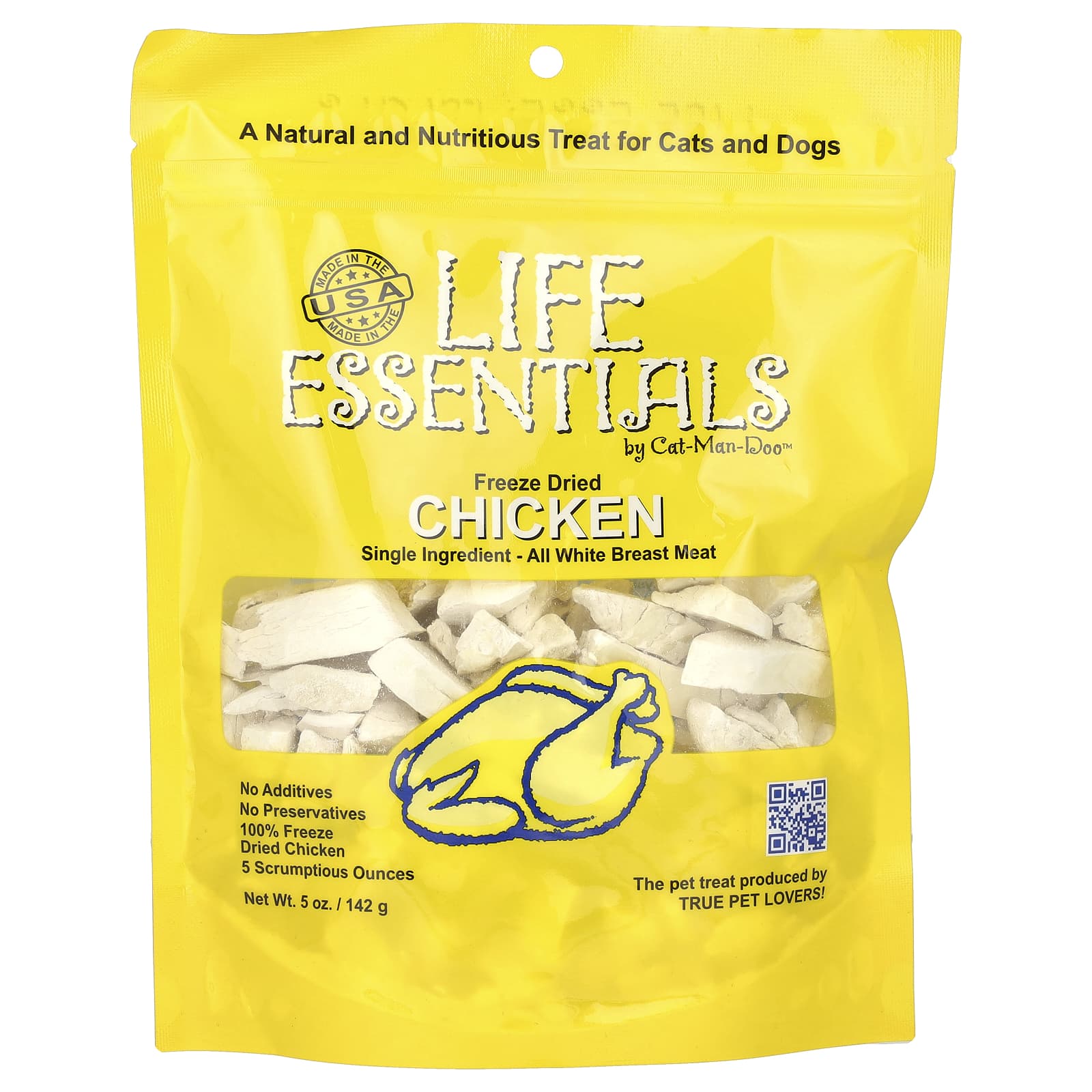 Cat-Man-Doo Freeze Dried Chicken Treats for Cats & Dogs - 5 oz (142g) - Image 1