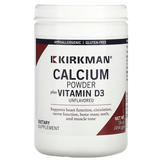 Kirkman Labs, Calcium Powder Plus Vitamin D-3, Unflavored, 16 oz (454 g) - Image 1