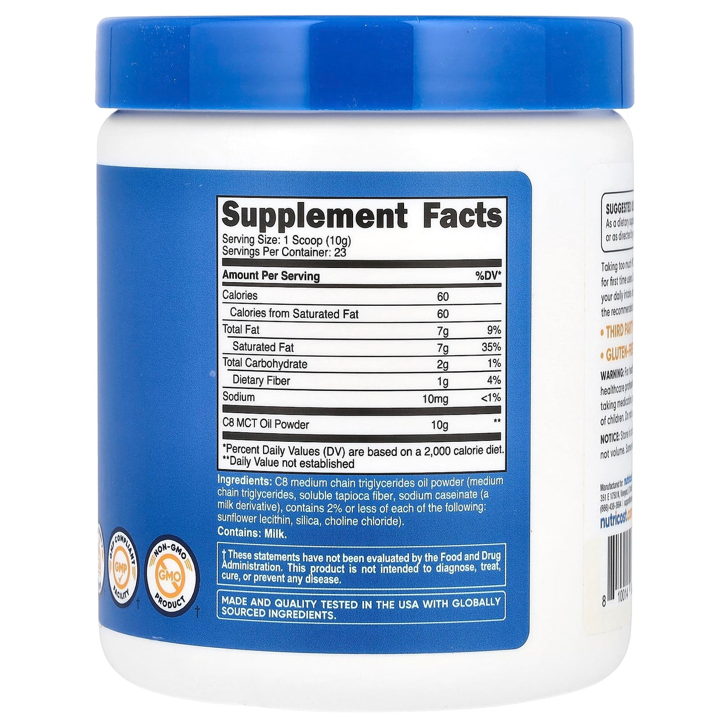 Nutricost, C8 MCT Oil Powder, Unflavored, 8.1 oz (227 g) - Image 2