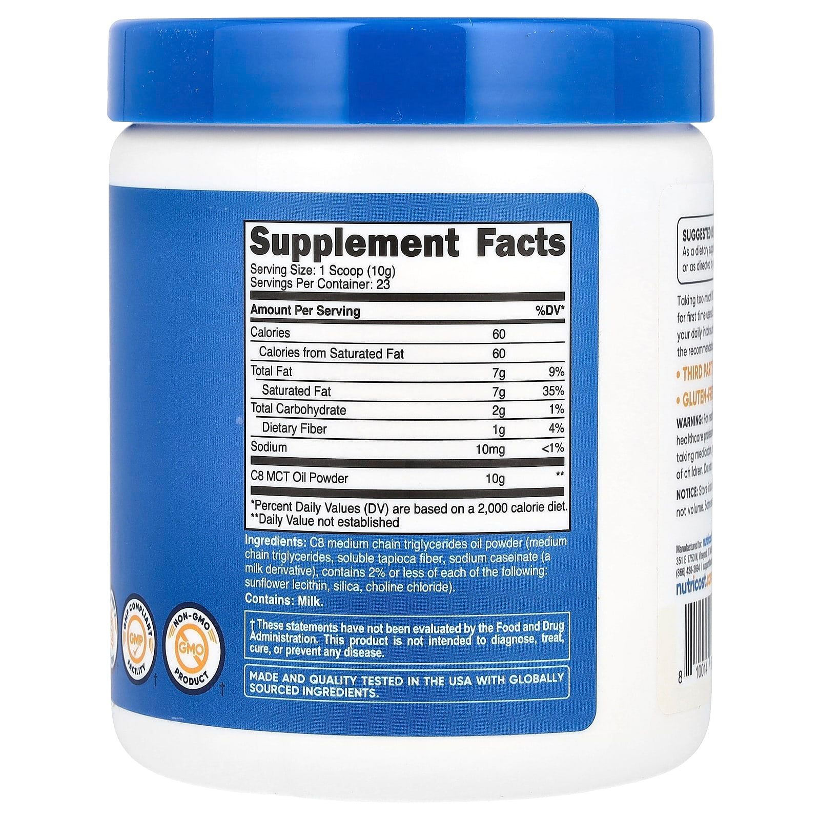Nutricost, C8 MCT Oil Powder, Unflavored, 8.1 oz (227 g) - Image 2
