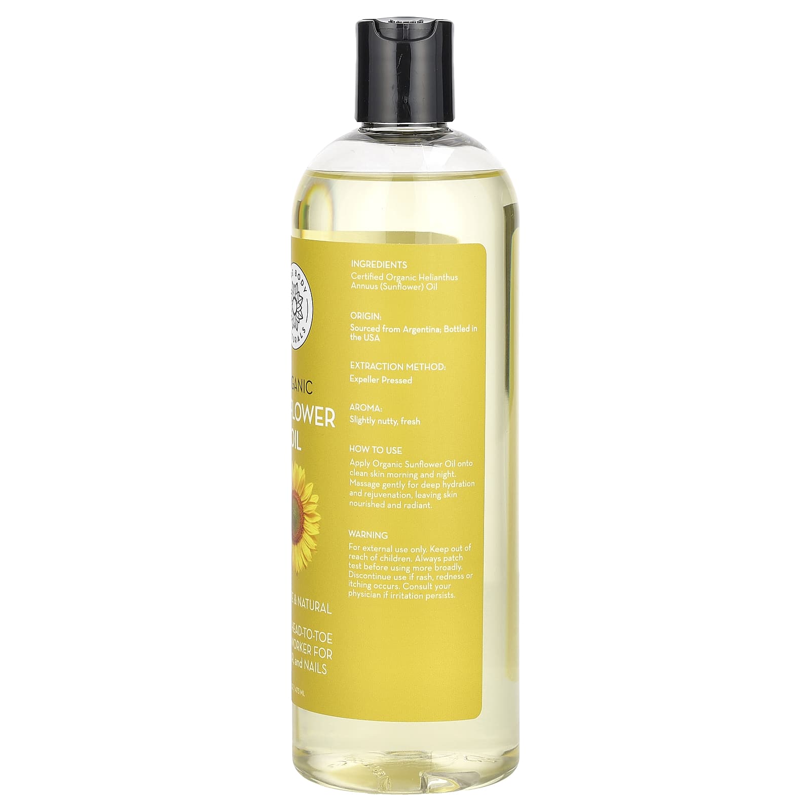 Pure Body Naturals, Organic Sunflower Oil, 16 fl oz (473 ml) - Image 2