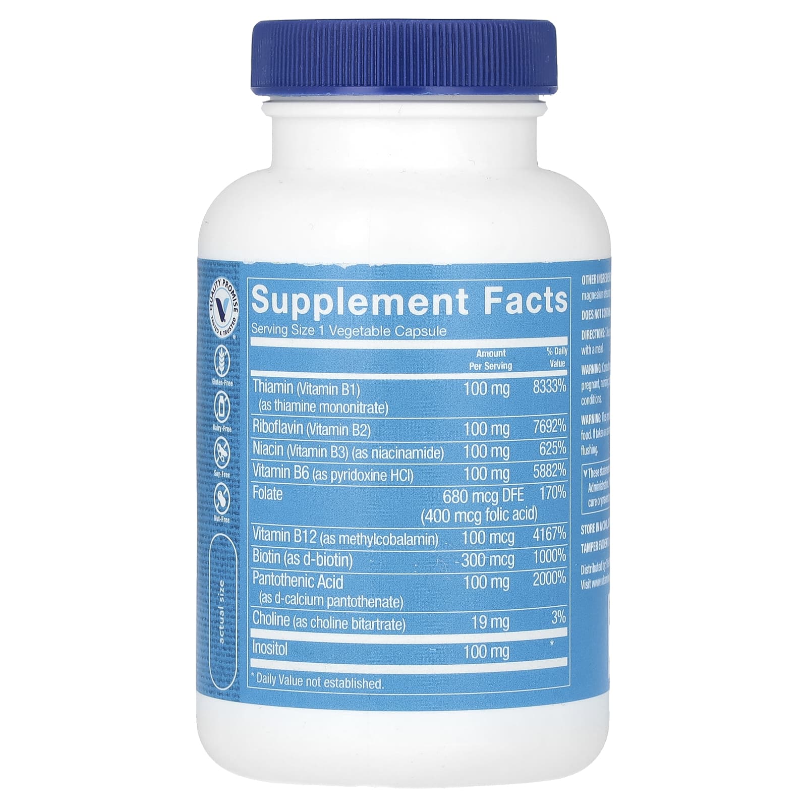 The Vitamin Shoppe, B-Complex 100, 100 Vegetable Capsules - Image 2
