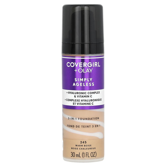 Covergirl Simply Ageless 3-in-1 Foundation, Warm Beige, 1 fl oz - Image 1