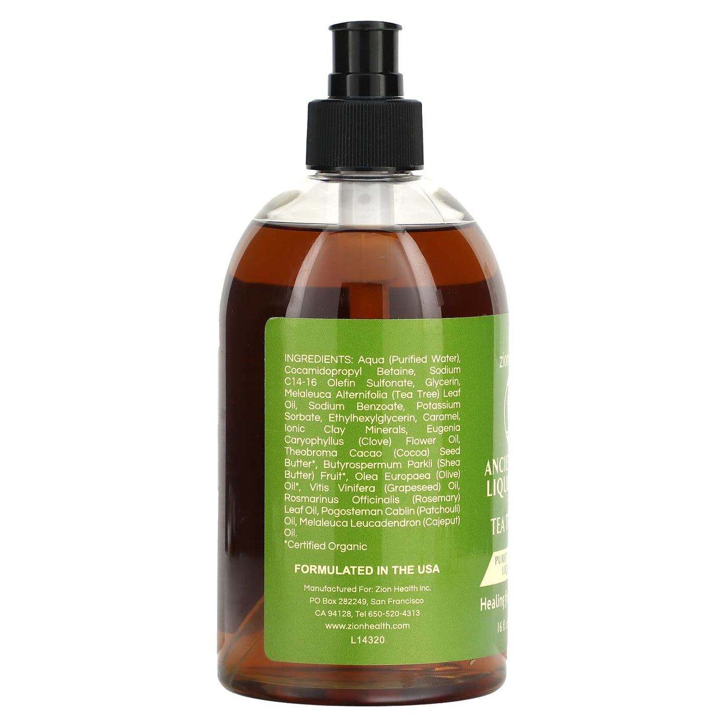 Zion Health, Ancient Clay Liquid Soap, Tea Tree Oil, 16 fl oz (473 ml) - Image 2