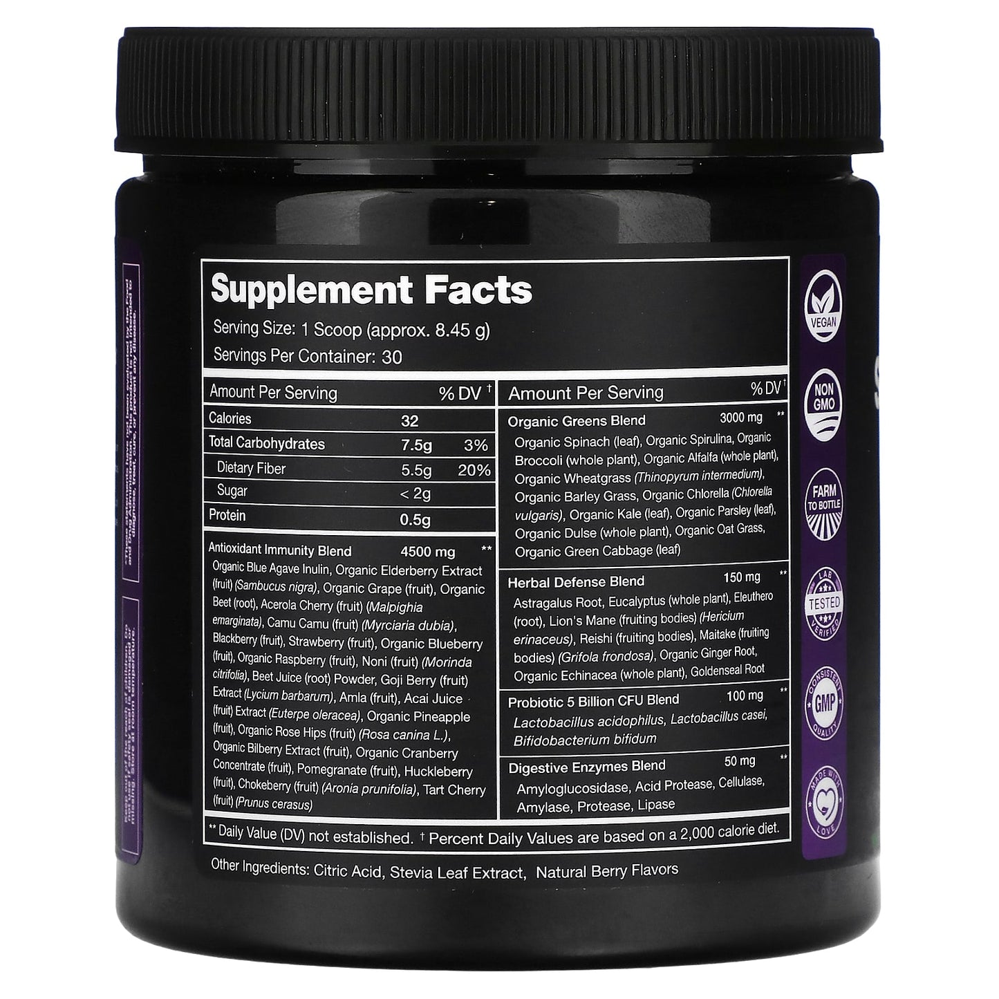 NutraChamps, Super Greens, Antioxidant Immune Berry, Natural Berry, 8.94 oz (253.5 g) - Image 2