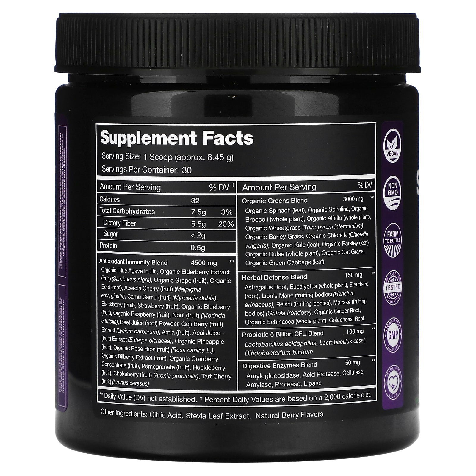 NutraChamps, Super Greens, Antioxidant Immune Berry, Natural Berry, 8.94 oz (253.5 g) - Image 2